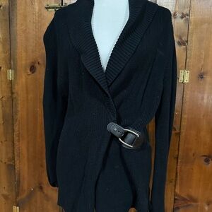 Black Belted Women's Sweater